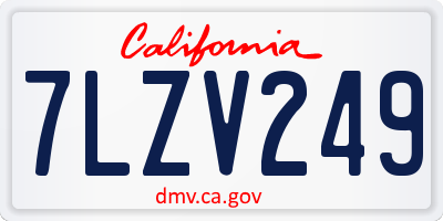 CA license plate 7LZV249