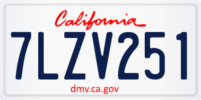 CA license plate 7LZV251