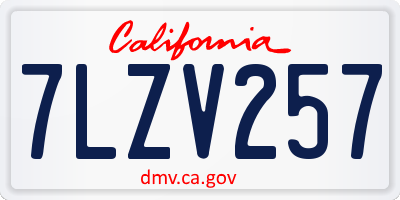 CA license plate 7LZV257