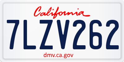 CA license plate 7LZV262