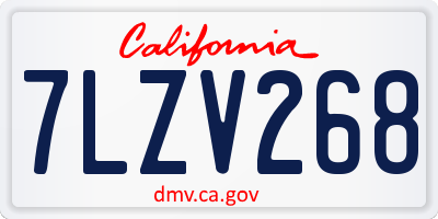 CA license plate 7LZV268