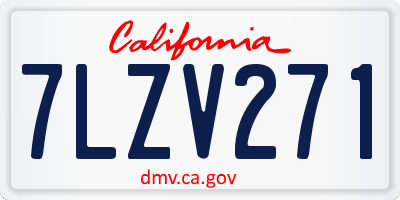 CA license plate 7LZV271