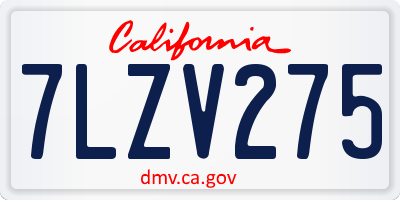 CA license plate 7LZV275