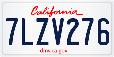 CA license plate 7LZV276