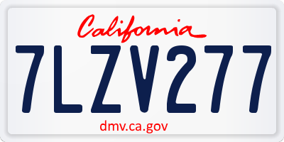CA license plate 7LZV277