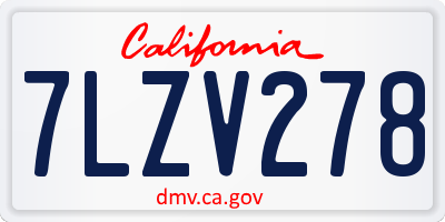 CA license plate 7LZV278