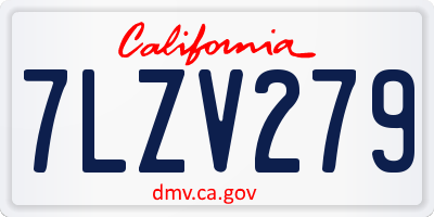 CA license plate 7LZV279