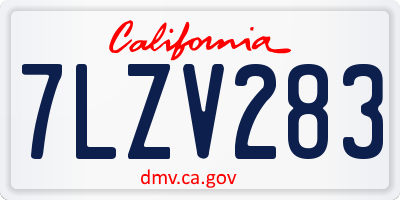 CA license plate 7LZV283
