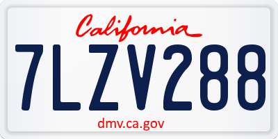CA license plate 7LZV288