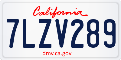 CA license plate 7LZV289