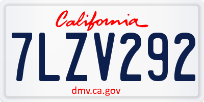 CA license plate 7LZV292