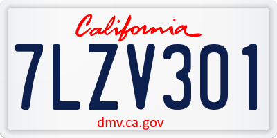 CA license plate 7LZV301