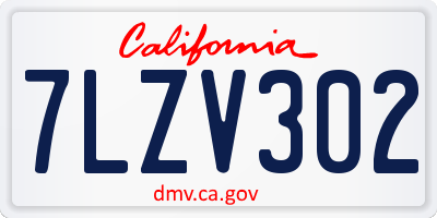 CA license plate 7LZV302