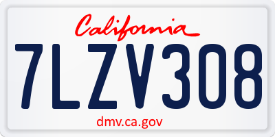 CA license plate 7LZV308