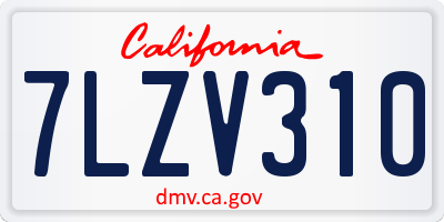CA license plate 7LZV310