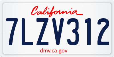 CA license plate 7LZV312