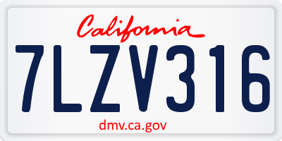 CA license plate 7LZV316