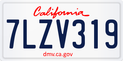 CA license plate 7LZV319