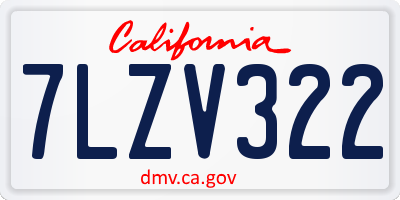 CA license plate 7LZV322