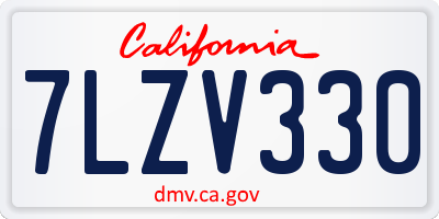 CA license plate 7LZV330