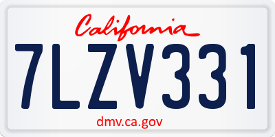 CA license plate 7LZV331