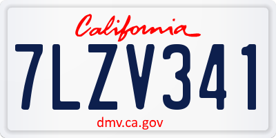 CA license plate 7LZV341