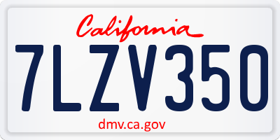 CA license plate 7LZV350
