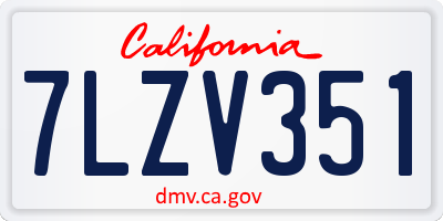 CA license plate 7LZV351