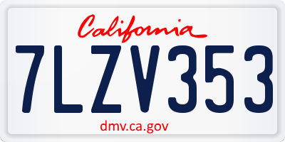 CA license plate 7LZV353