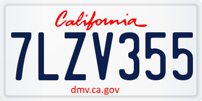 CA license plate 7LZV355