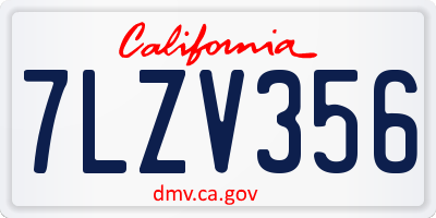 CA license plate 7LZV356