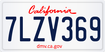 CA license plate 7LZV369