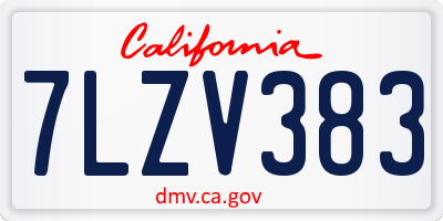 CA license plate 7LZV383