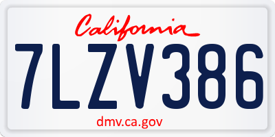 CA license plate 7LZV386
