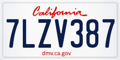 CA license plate 7LZV387