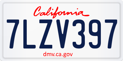 CA license plate 7LZV397