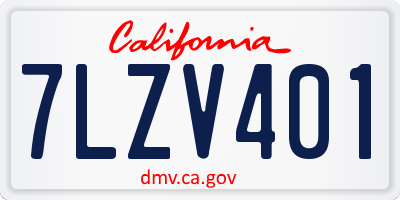 CA license plate 7LZV401