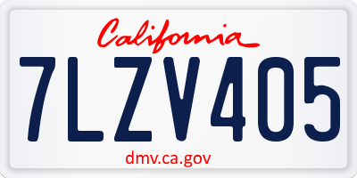 CA license plate 7LZV405