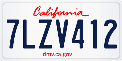 CA license plate 7LZV412