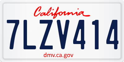 CA license plate 7LZV414