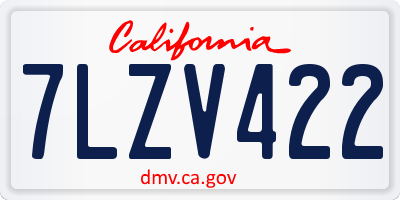 CA license plate 7LZV422