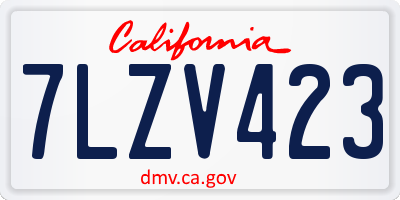 CA license plate 7LZV423