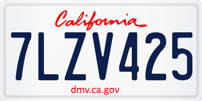 CA license plate 7LZV425