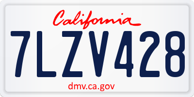 CA license plate 7LZV428