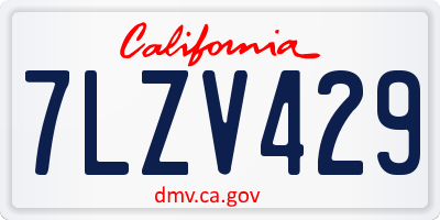 CA license plate 7LZV429