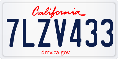 CA license plate 7LZV433