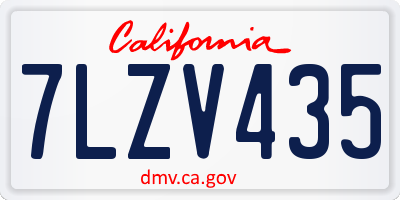 CA license plate 7LZV435