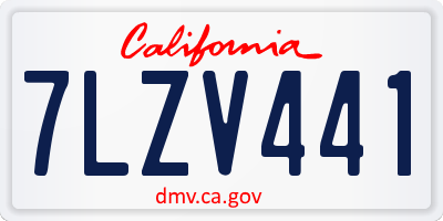 CA license plate 7LZV441