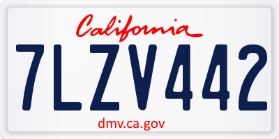 CA license plate 7LZV442
