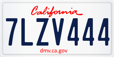 CA license plate 7LZV444